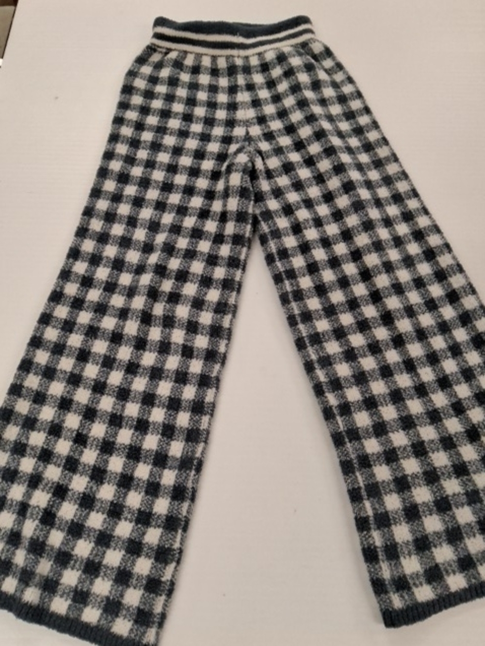 Happily Grey Blue and White Check Knit Pants Size Medium